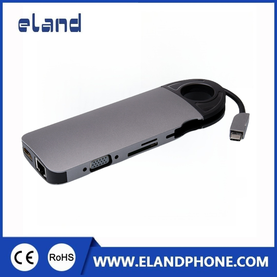 Private Model: EL-M243  10 In 1 USB Type C docking with PD,USB3.0,3.5mm,SD,TF,VGA,HDMI,RJ45 adapter