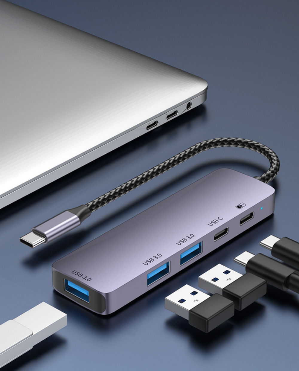 EL-M117-B   5 In 1 USB-C  HUB Type C with USB-C,USB-A HUB 5Gbps ,PD100W