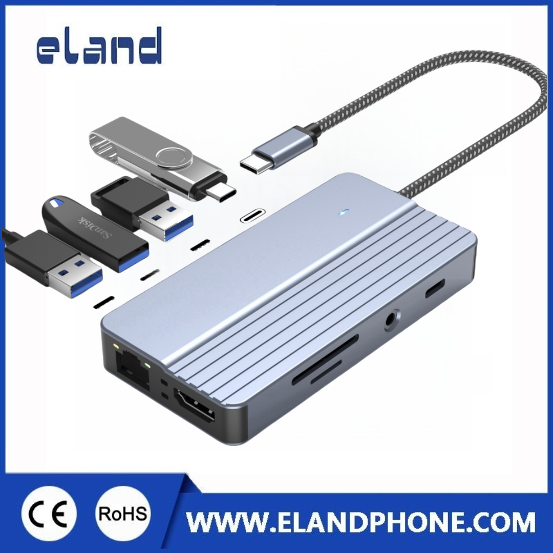 New Model: EL-M242B 10 In 1 USB-C Hub with PD/USB/HDMI/TF/SD/3.5mm/RJ45 Adapter